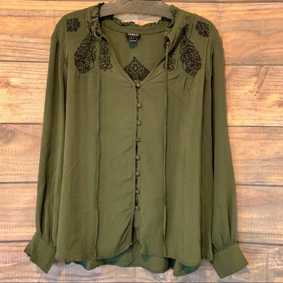 Torrid Embroidered Button down Peasant Blouse - Picture 5 of 12